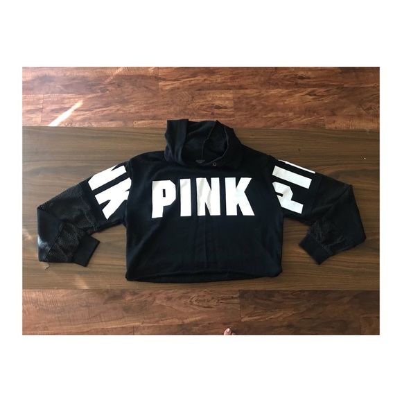 PINK Victoria's Secret Sweaters - Pink crop top hoodie